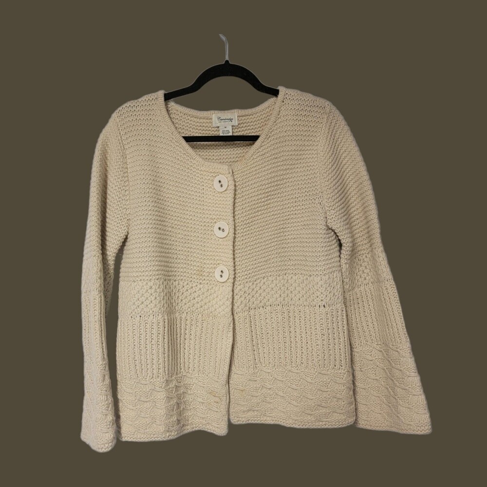 Vintage Cambridge Dry Goods Wool‎ Blend Sweater MEDIUM Cream Cardigan